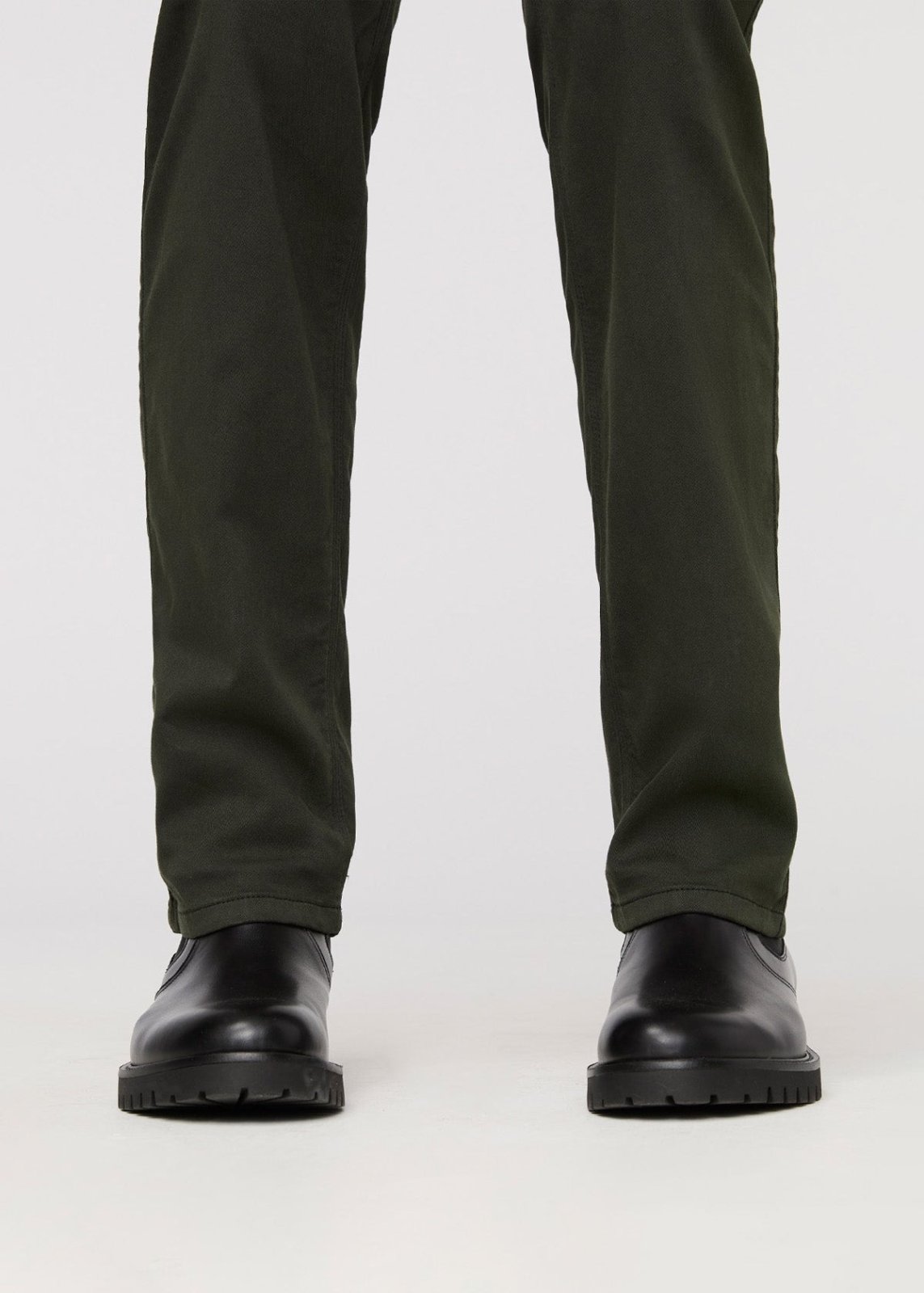 mens dark green straight fit dress sweatpant hem detail 