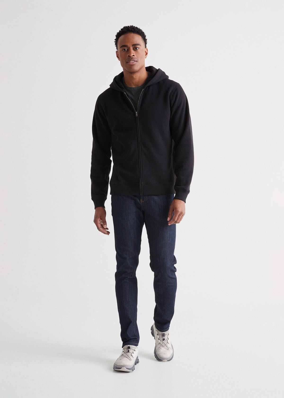 mens black brushed terry performance zip up full body