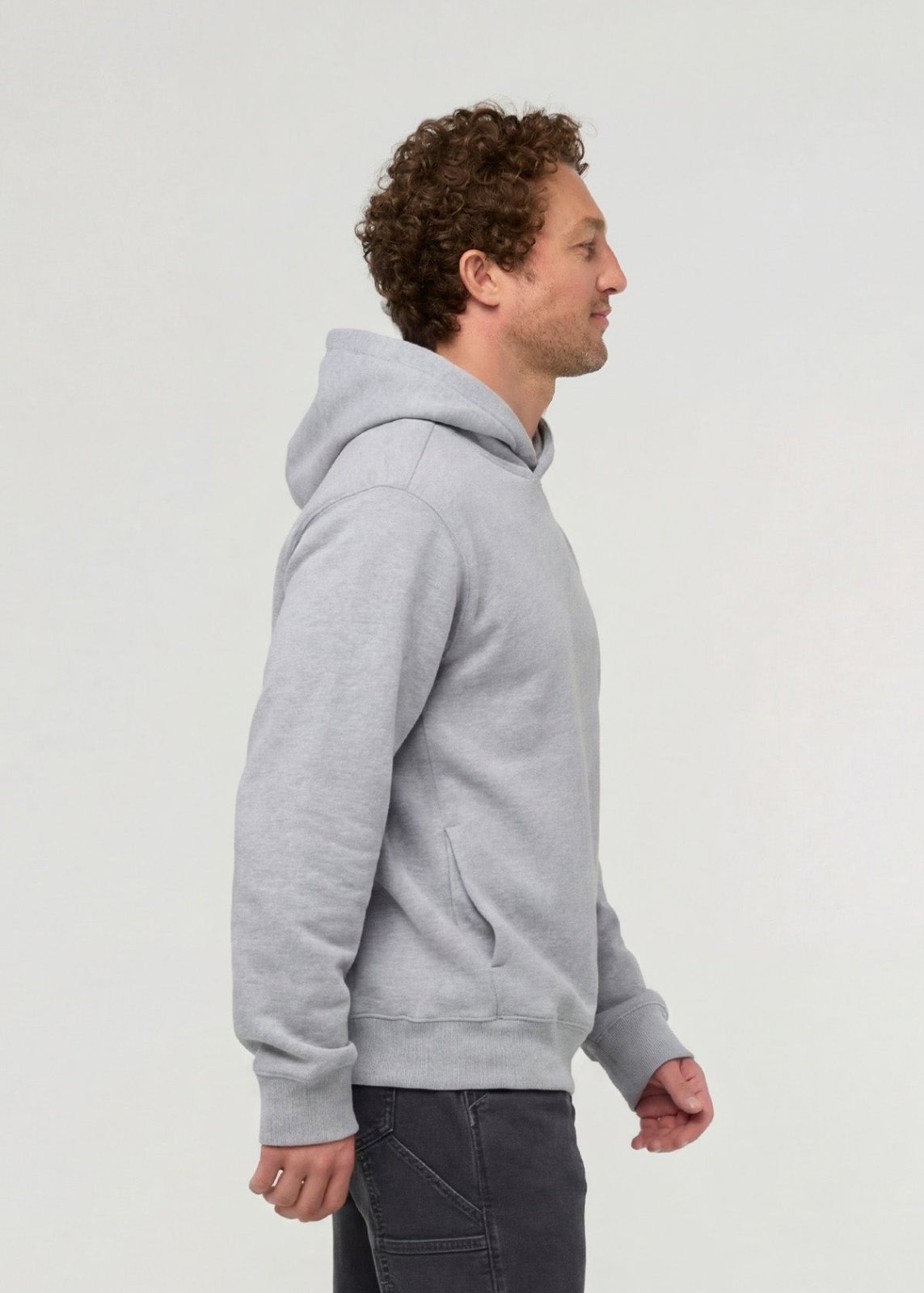 Men's Heather Grey DuraSoft Fleece Motion Hoodie Side