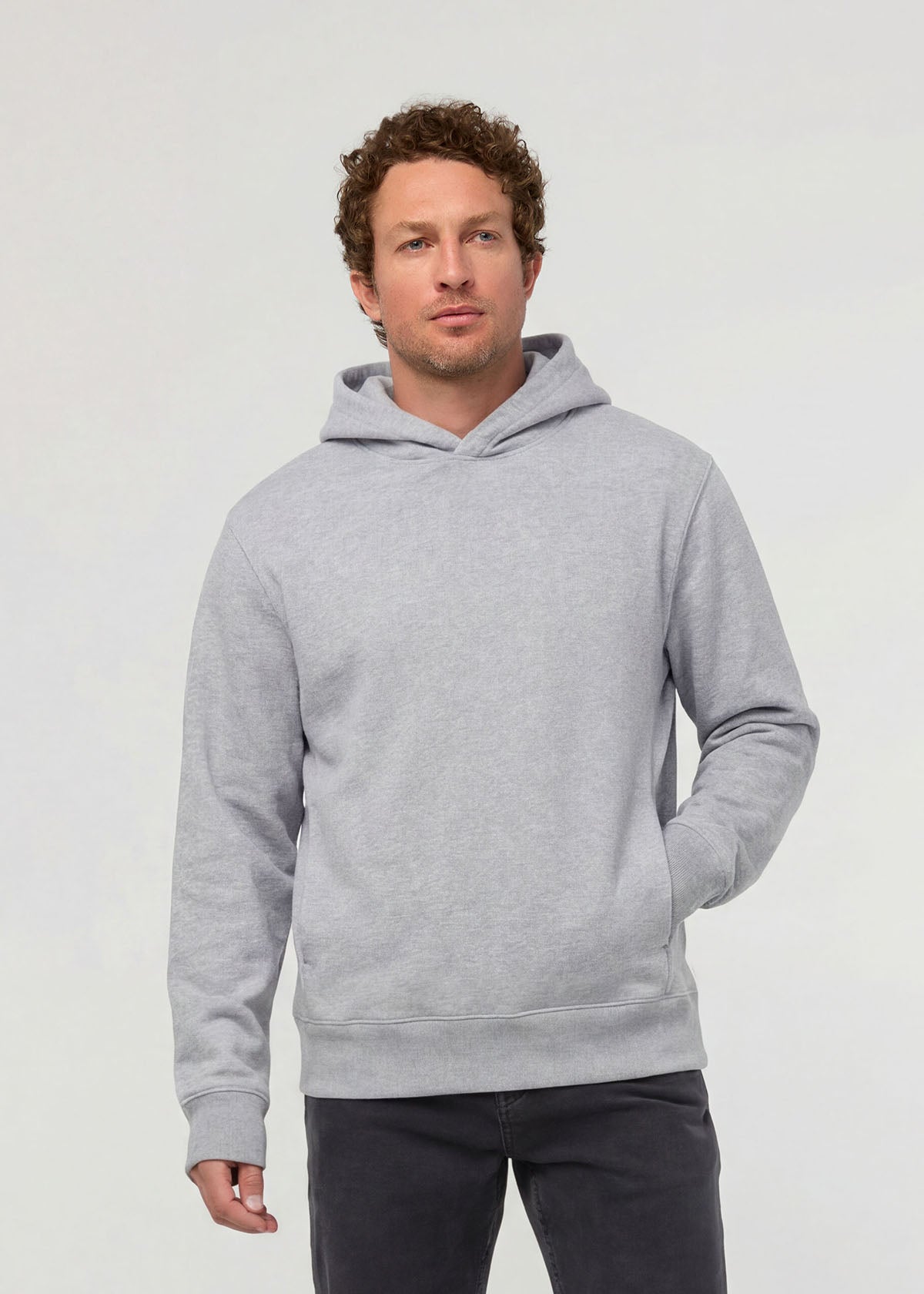 Men's Heather Grey DuraSoft Fleece Motion Hoodie Front