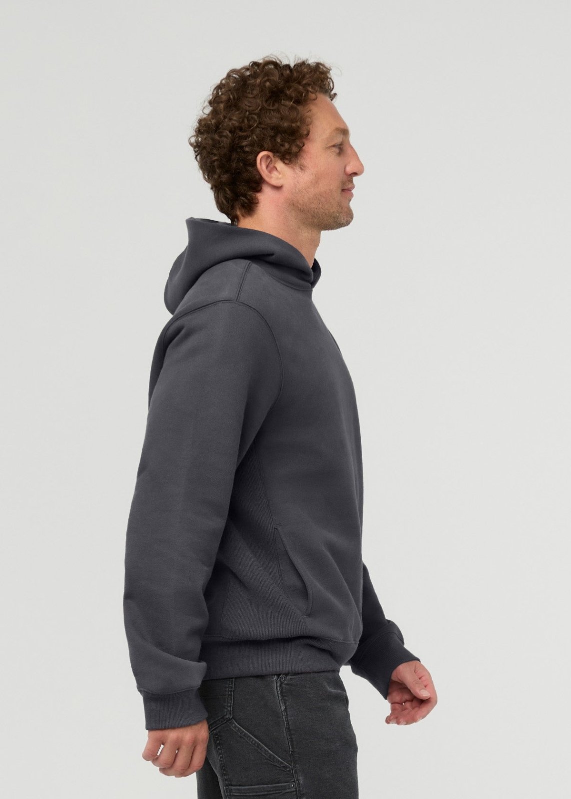 Men's Washed Grey DuraSoft Fleece Motion Hoodie Side