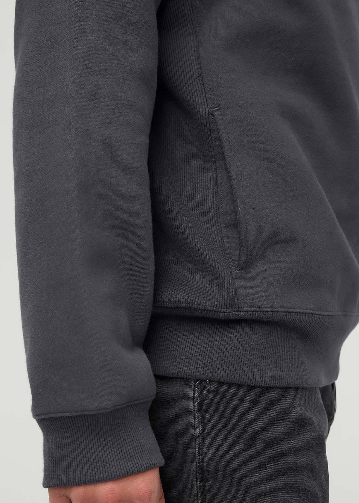 Men's Washed Grey DuraSoft Fleece Motion Hoodie Side Detail