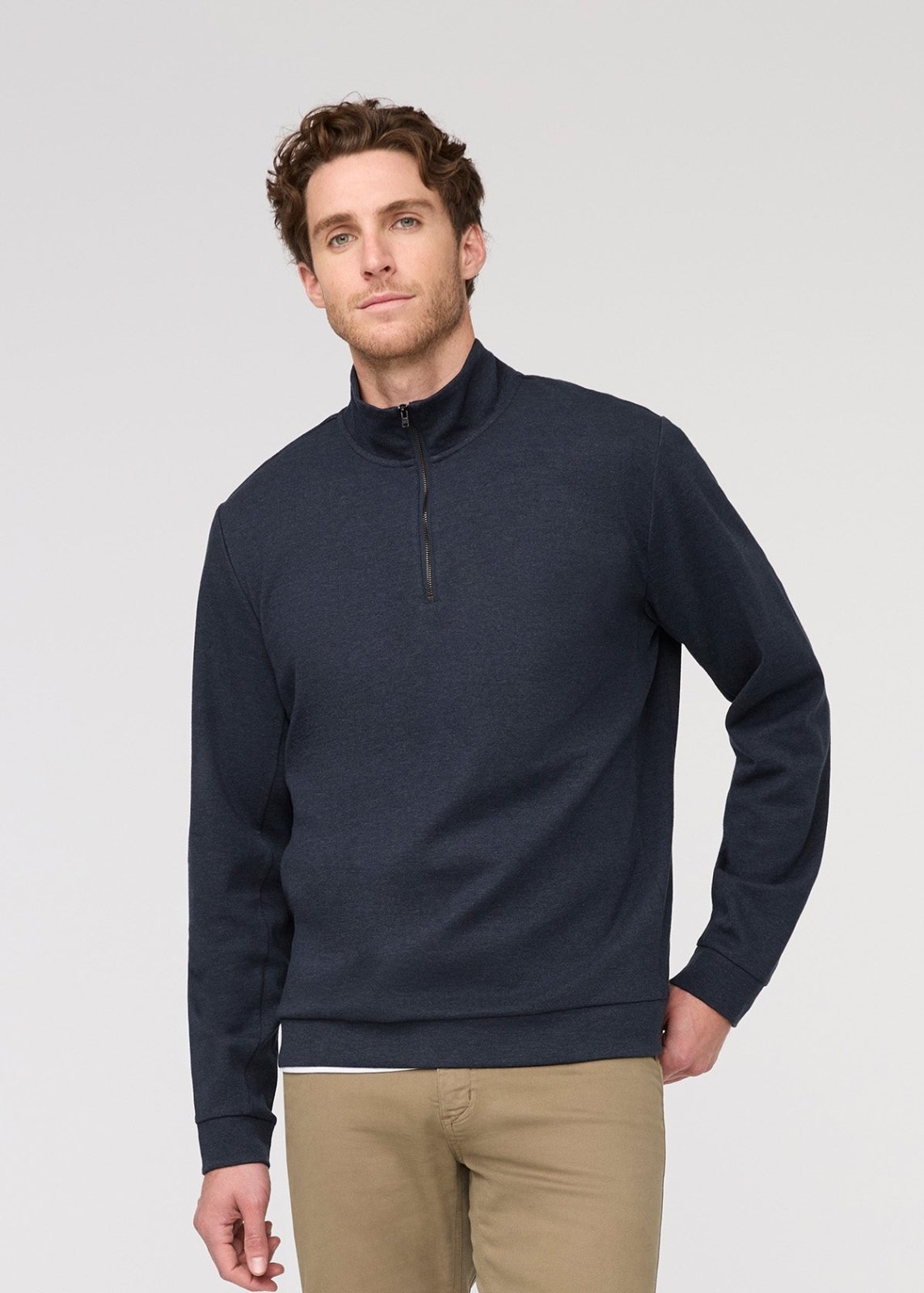 Men's Heather Peat Flannel Quarter Zip Front