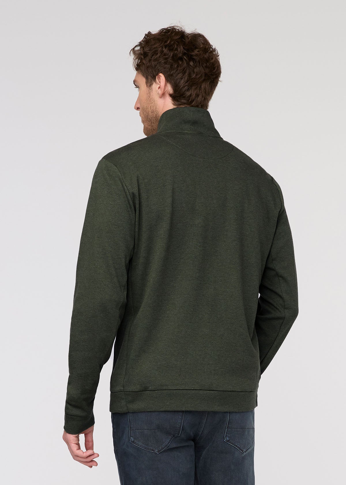 Men's Heather Peat Flannel Quarter Zip Back
