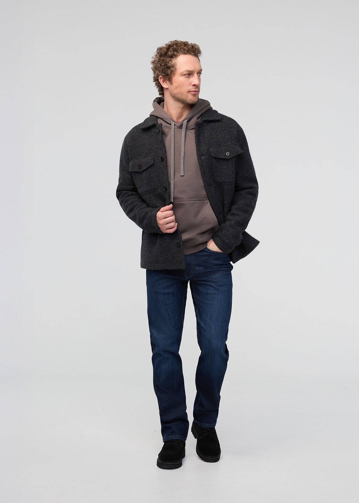Men's Heather Charcoal ThermaSoft Merino Field Shirt Full Body