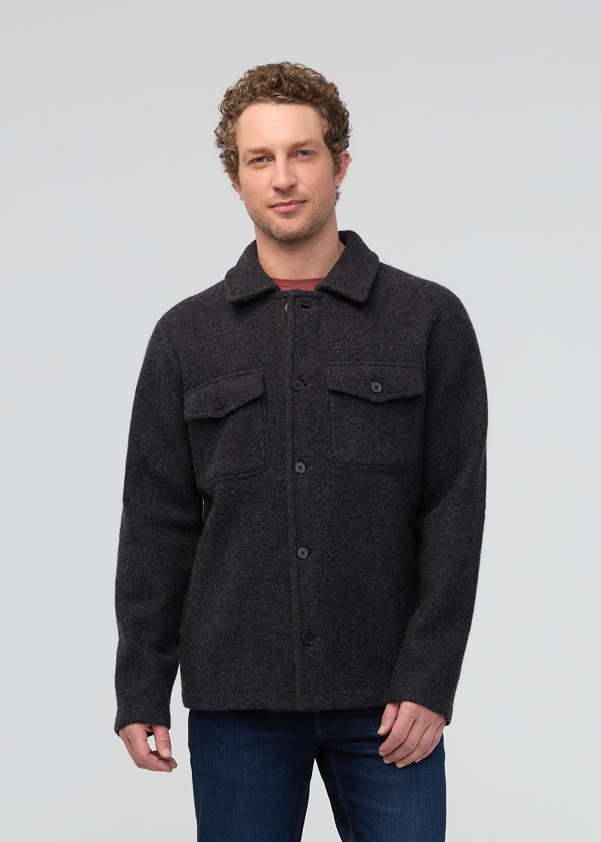 Men's Heather Charcoal ThermaSoft Merino Field Shirt Front
