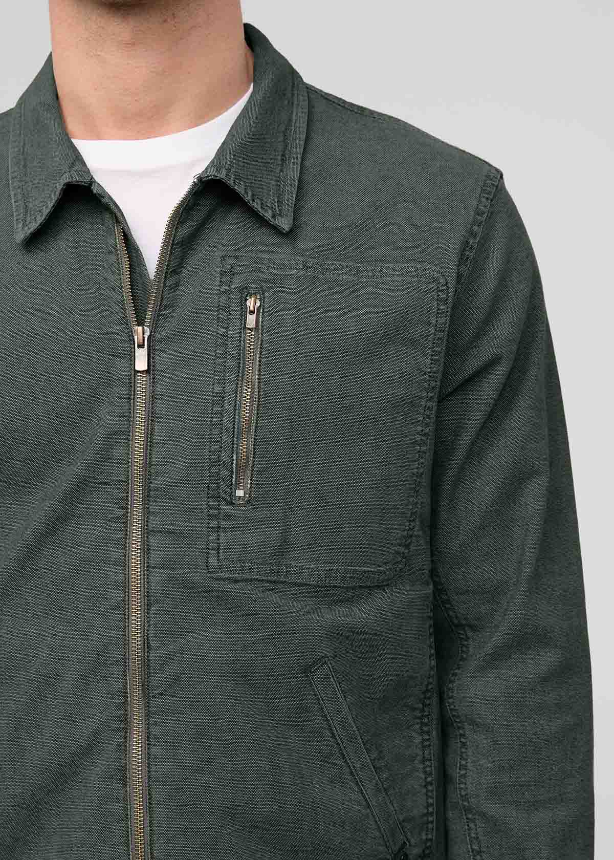 Men's Black Spruce Stretch Canvas Utility Jacket front pocket detail