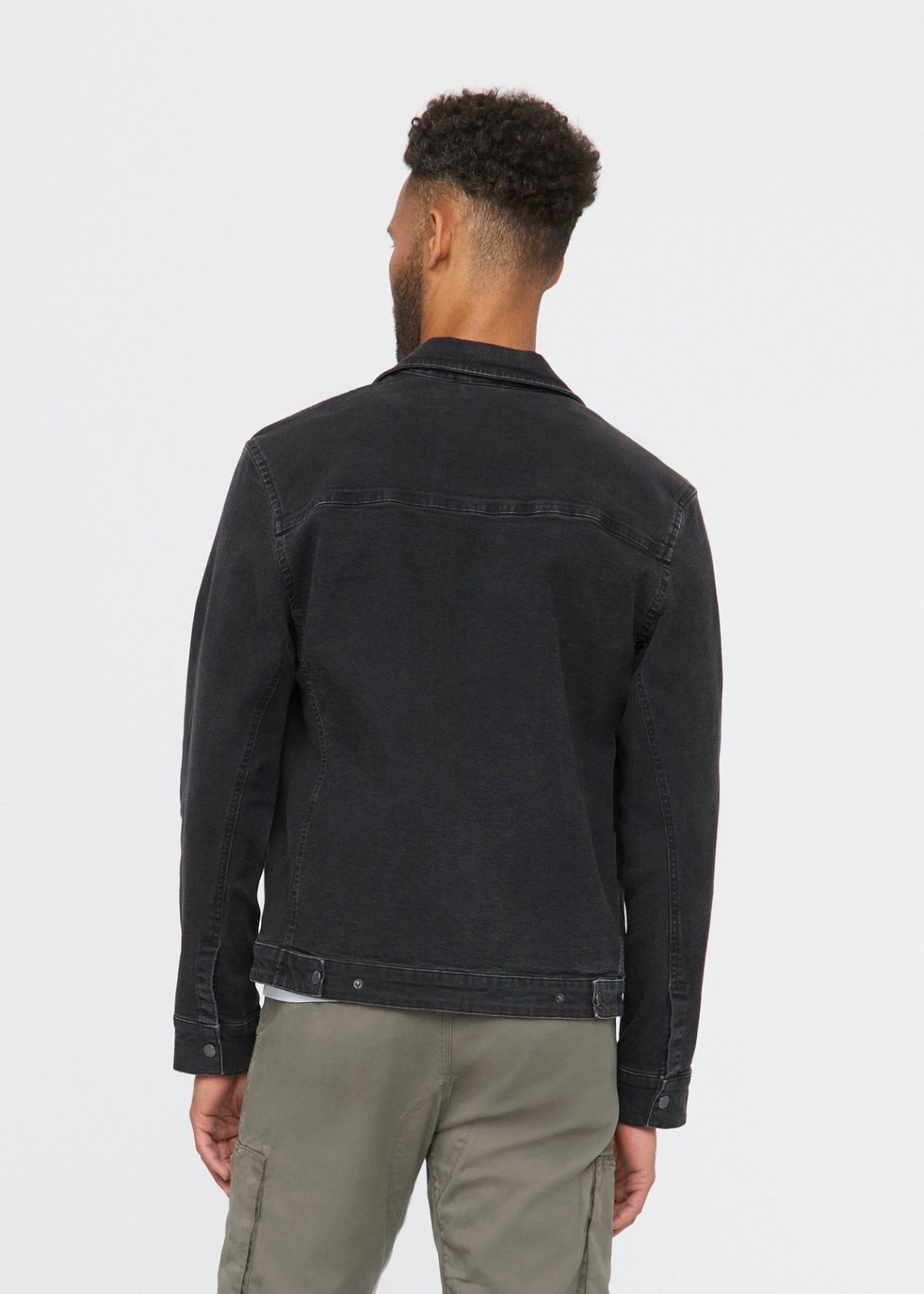 Men's Black Stretch Canvas Utility Jacket Back