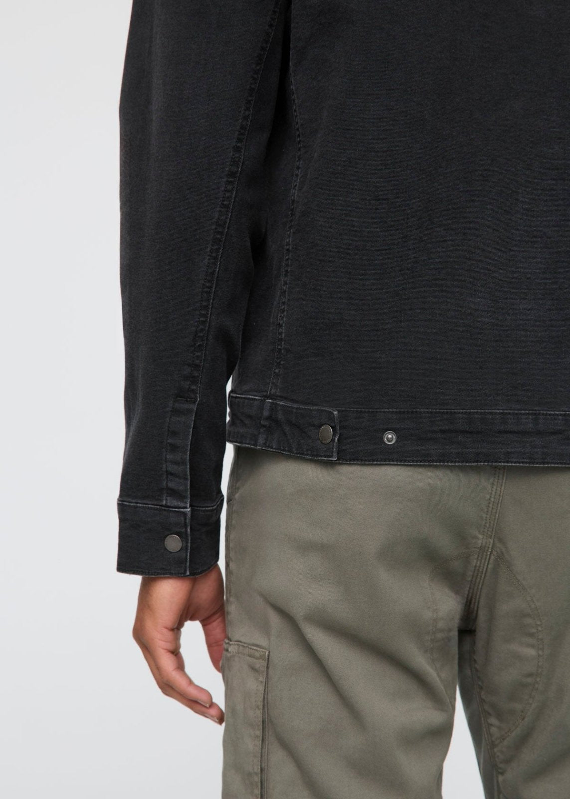 Men's Black Stretch Canvas Utility Jacket Back Detail