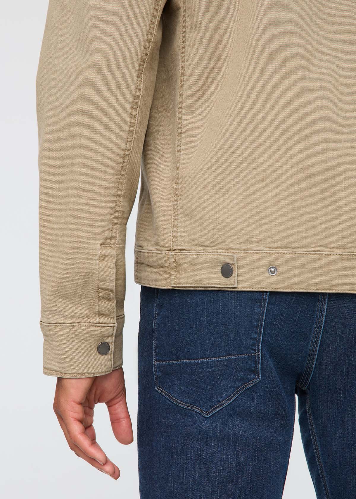 Men's Light Brown Stretch Canvas Utility Jacket Back Detail