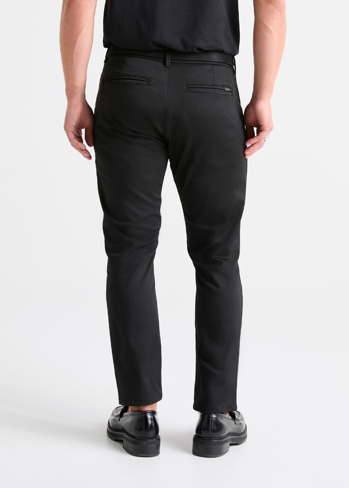 mens black relaxed stretch fit dress pant back