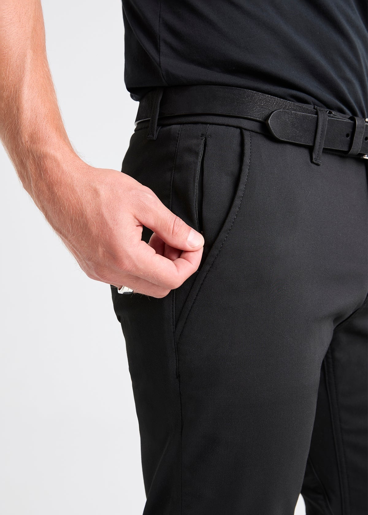 Black Zip Pocket Skinny Stretch Trousers