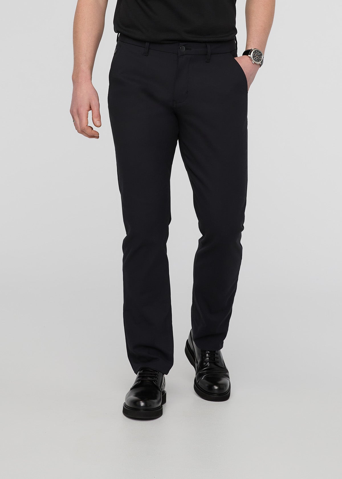 Men's Black Relaxed Fit Stretch Trouser - Main Image