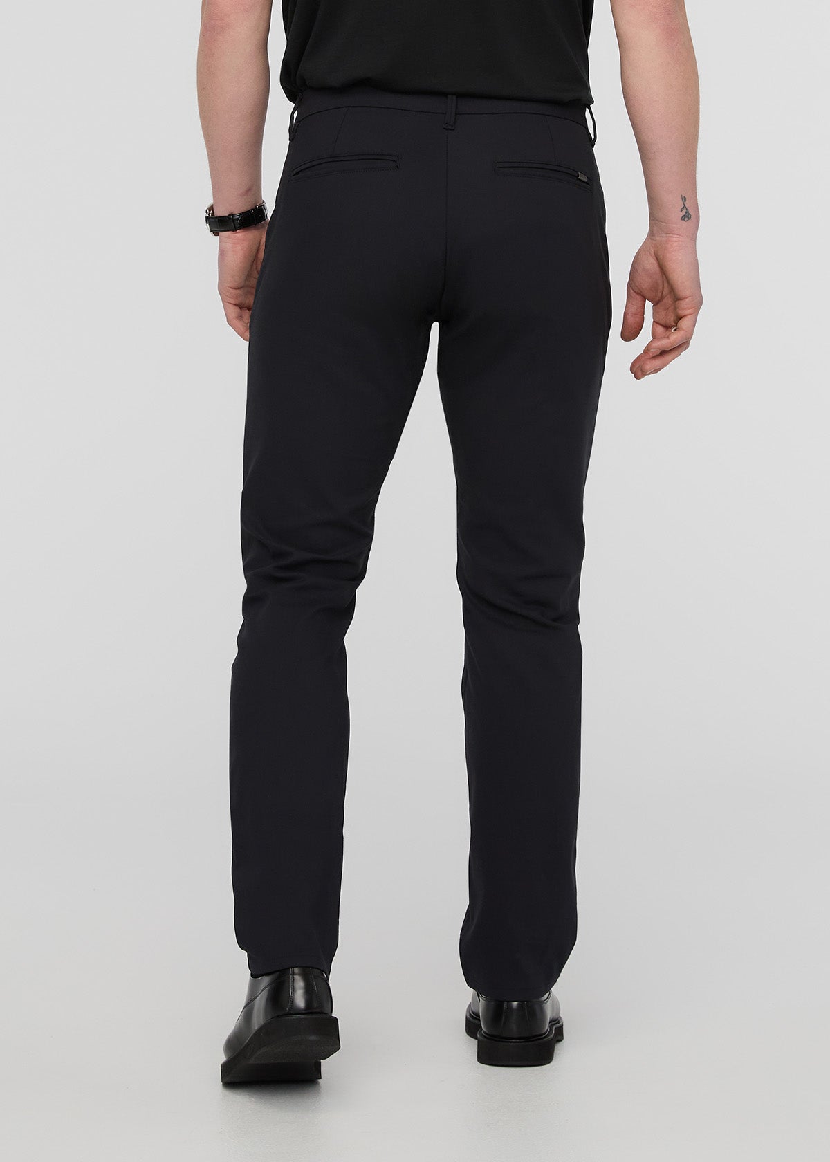 Slim Straight Mens Skinny Fit Stretch Trousers Men's Black Relaxed