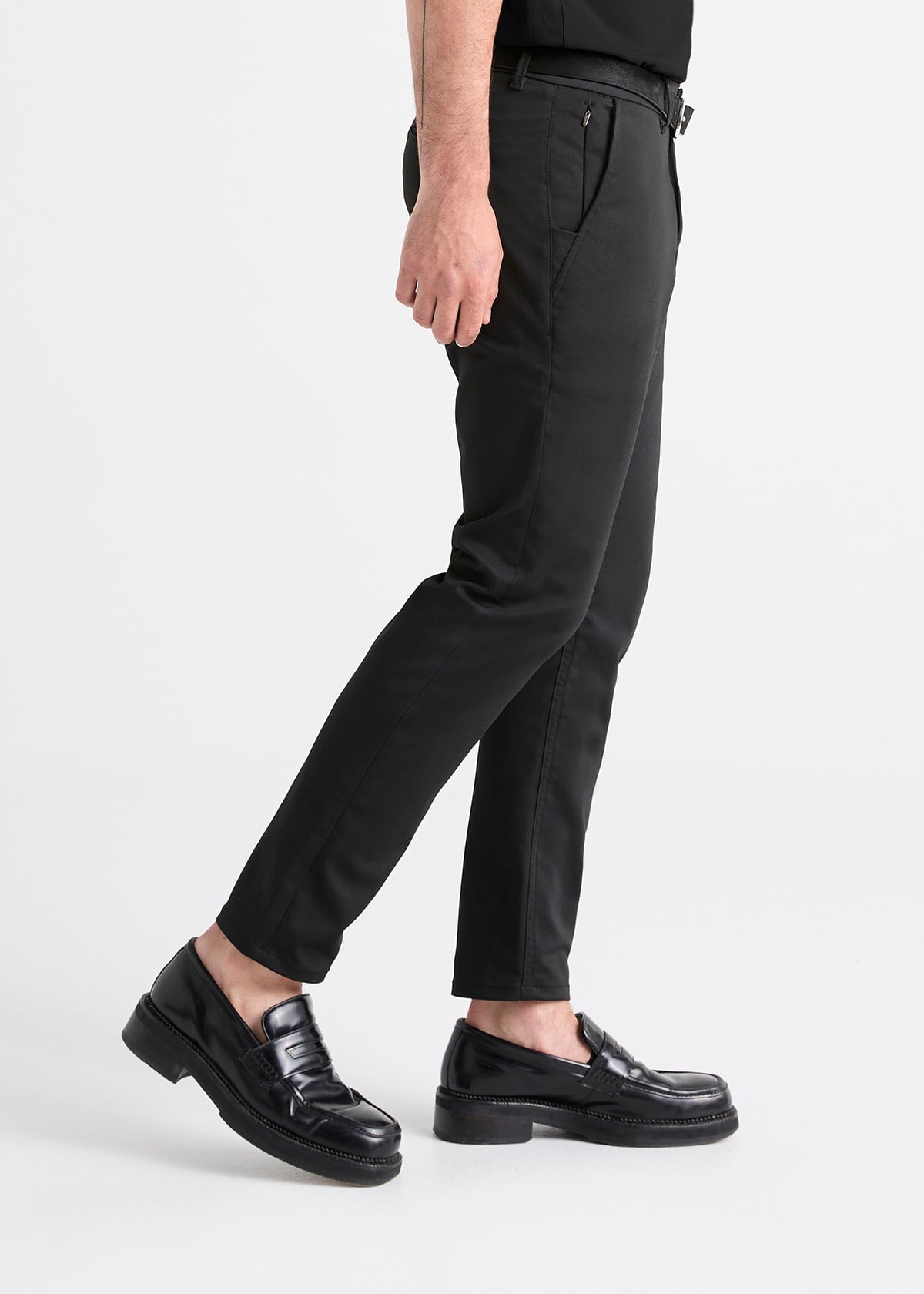 Men's Black Slim Fit Stretch Dress Pant Side