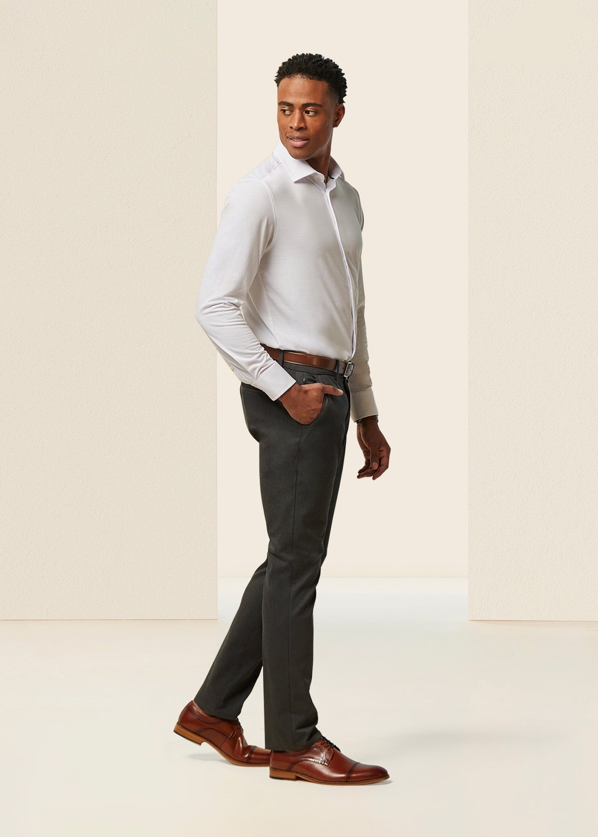 Men's Black Slim Fit Stretch Dress Pant