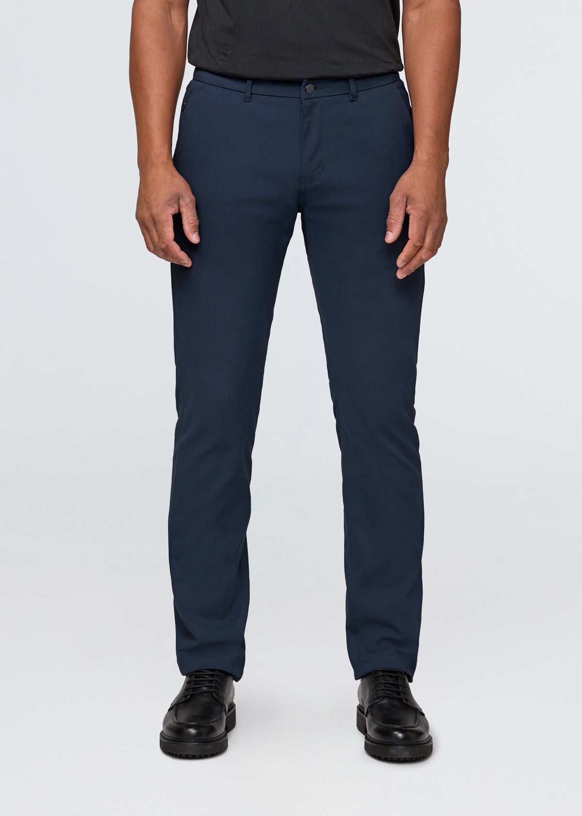 mens navy relaxed fit stretch trouser front