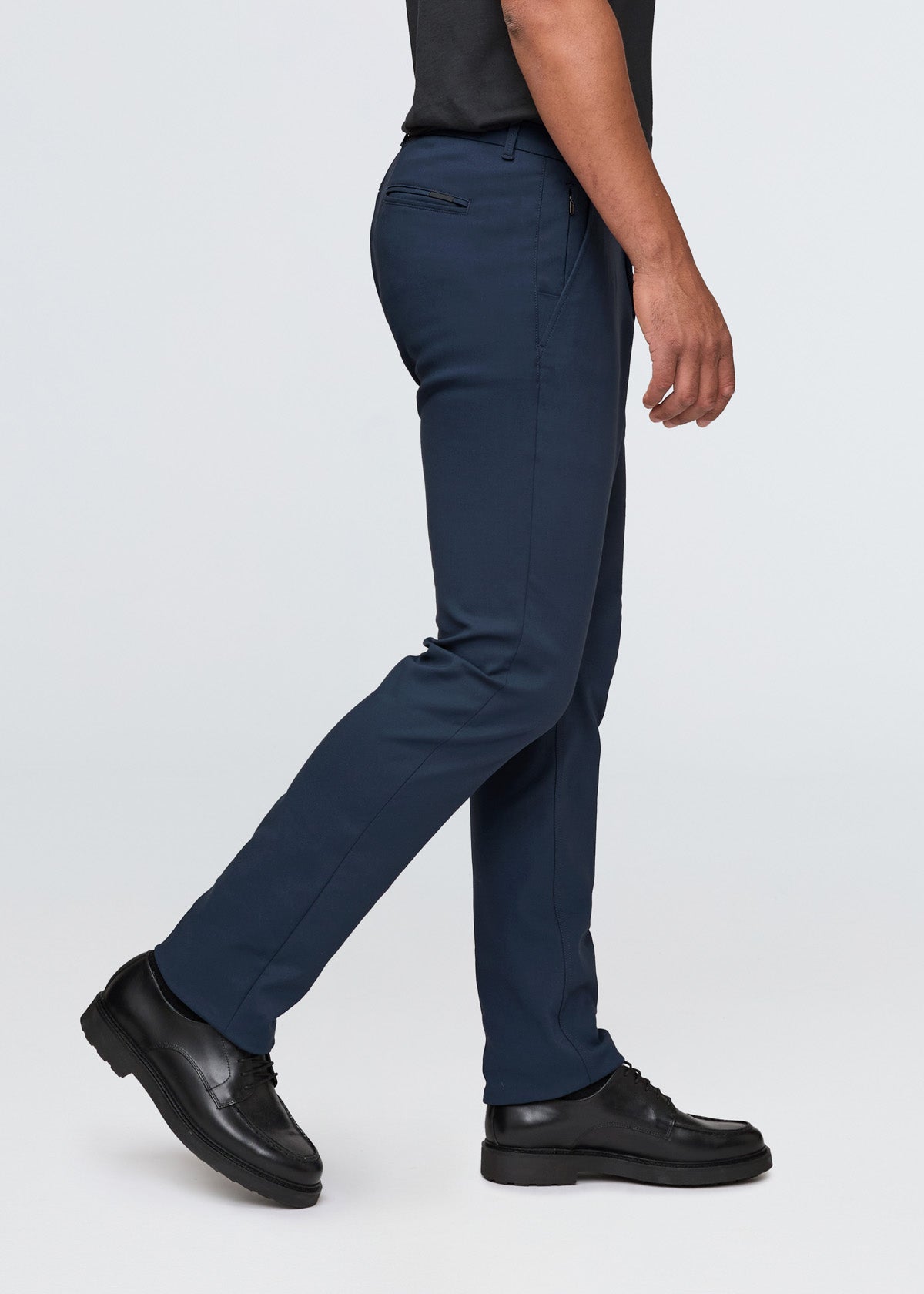 mens navy relaxed fit stretch trouser side