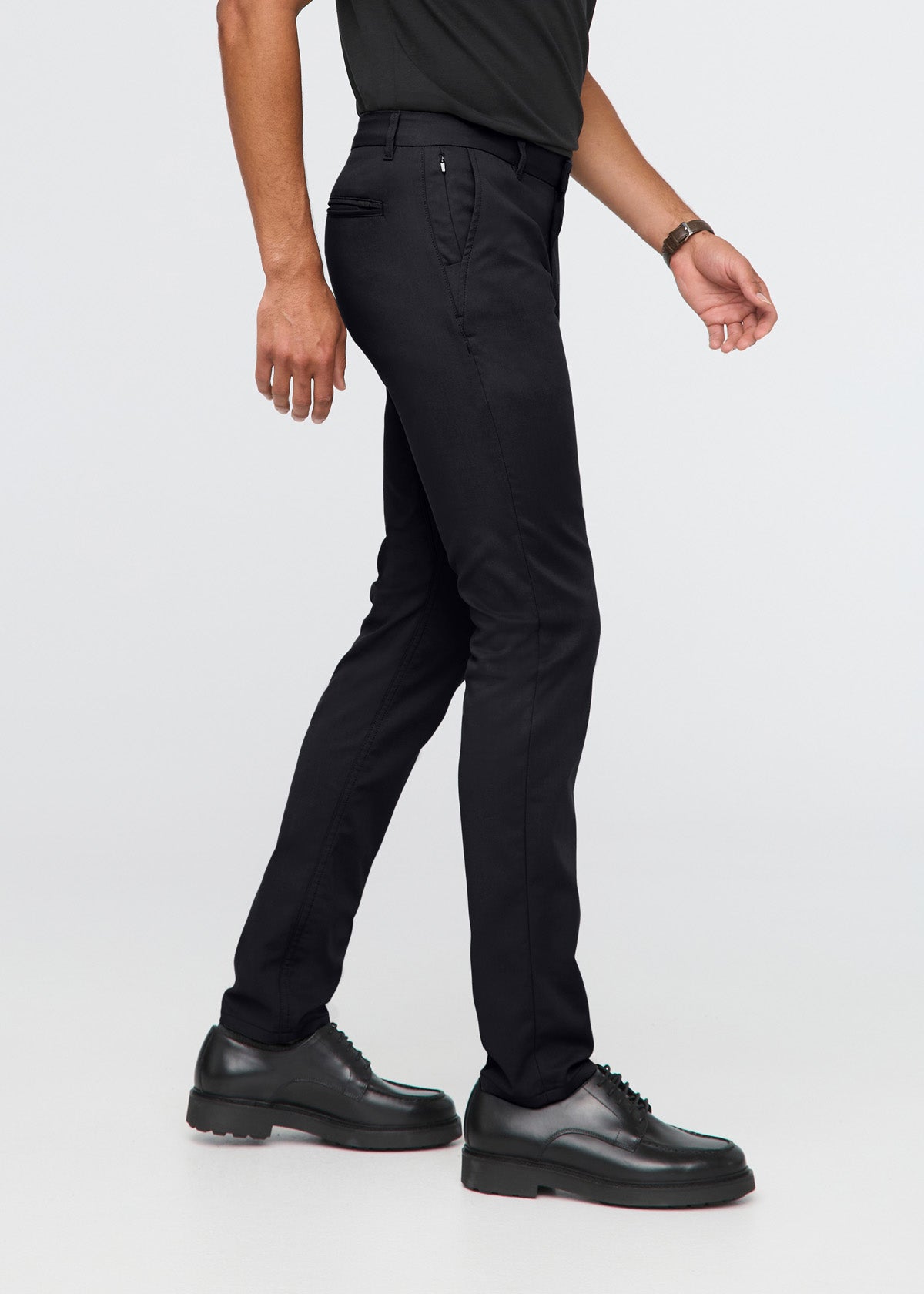 mens black slim straight fit stretch trouser side