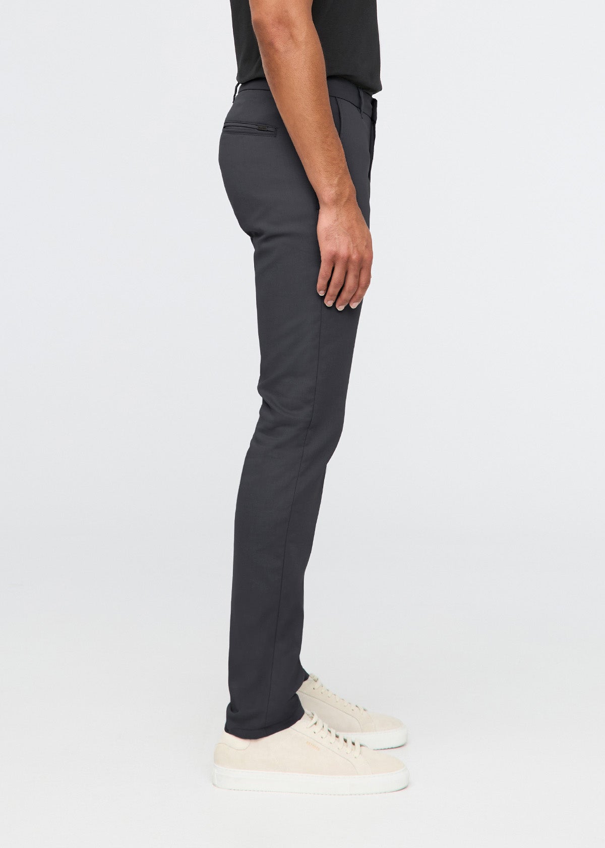 mens charcoal slim straight fit stretch trouser side