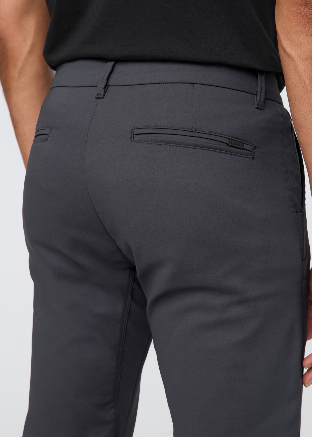 mens charcoal slim straight fit stretch trouser back waistband