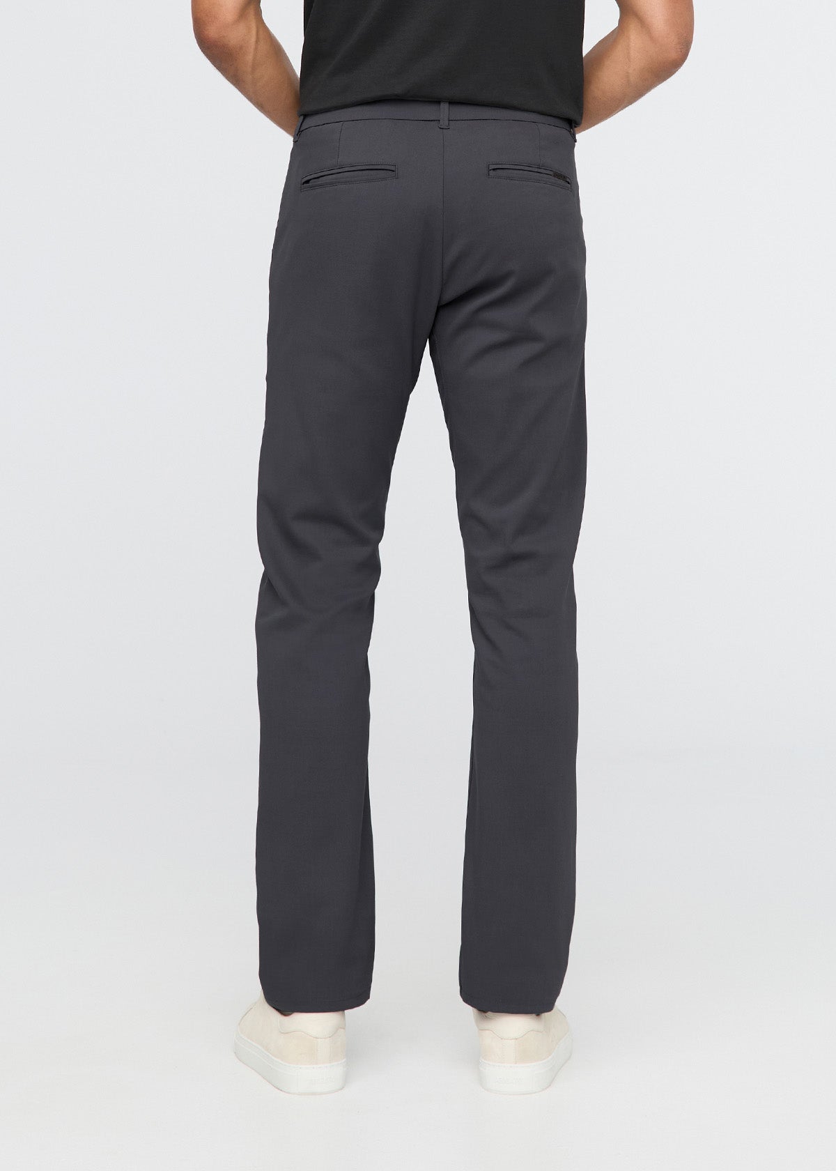 mens charcoal slim straight fit stretch trouser back