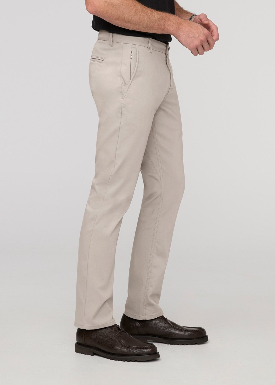 Men's Stone Slim Straight Fit Stretch Trouser Side