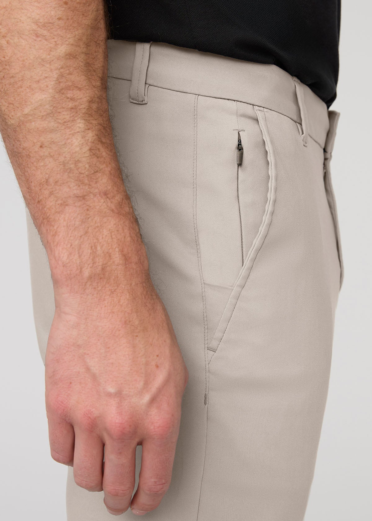 Men's Stone Slim Straight Fit Stretch Trouser Side Detail