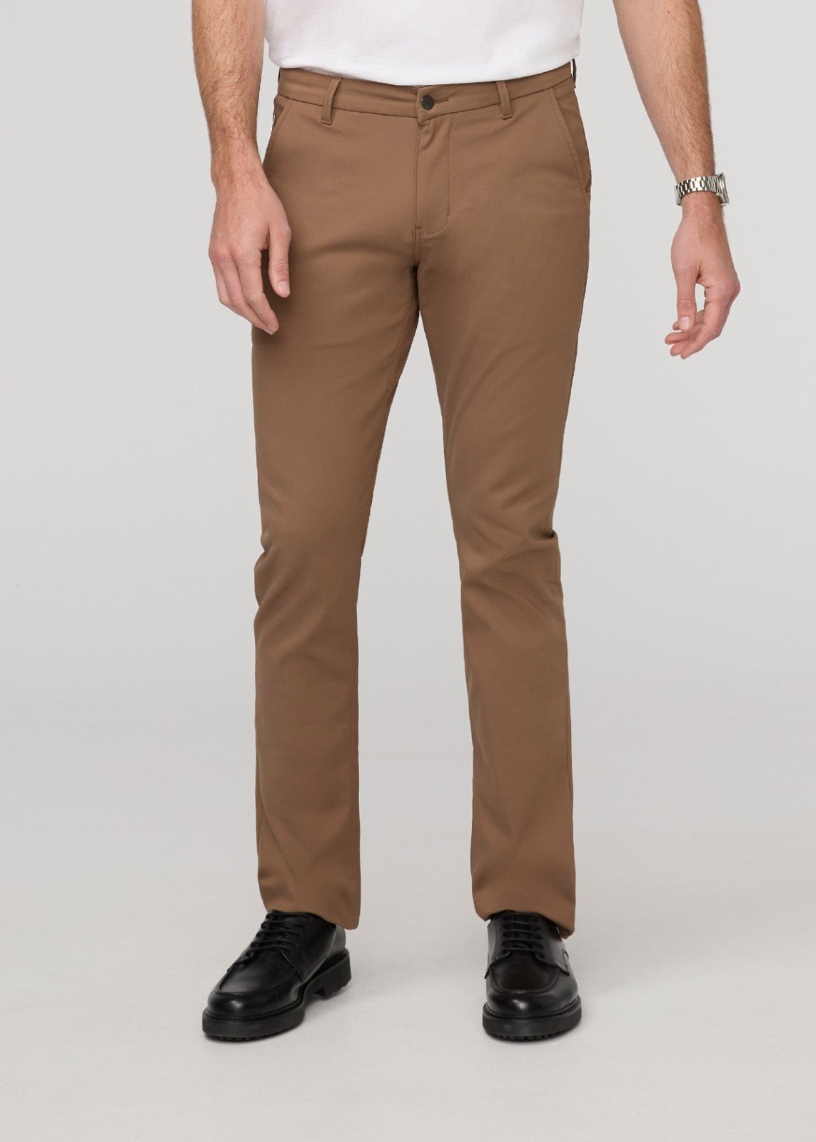 men's brown slim straight trouser front