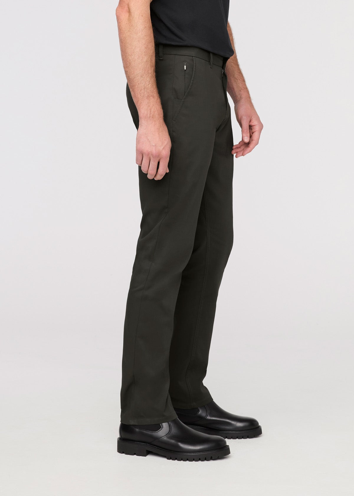 mens dark green slim straight fit stretch trouser side