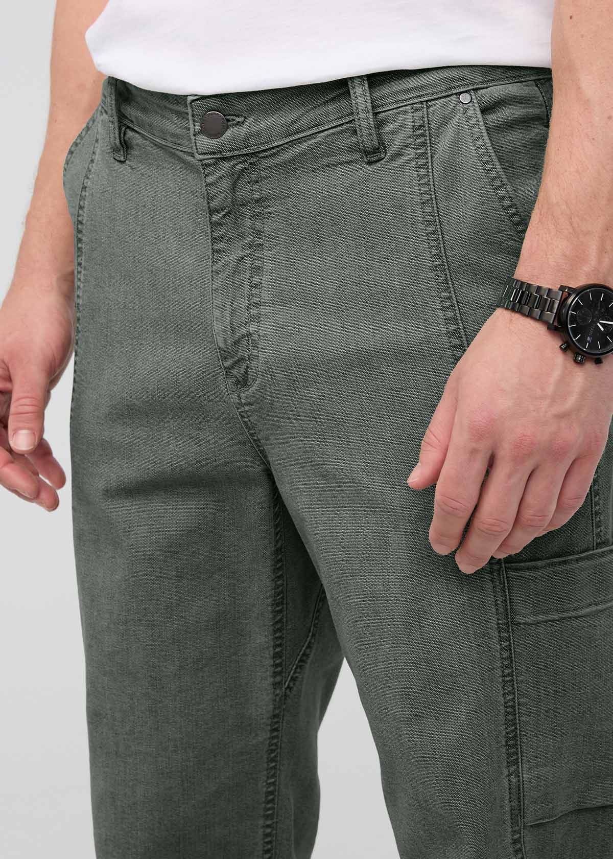 Men's Black Spruce 7 Pocket Stretch Canvas Pants front waistband detail