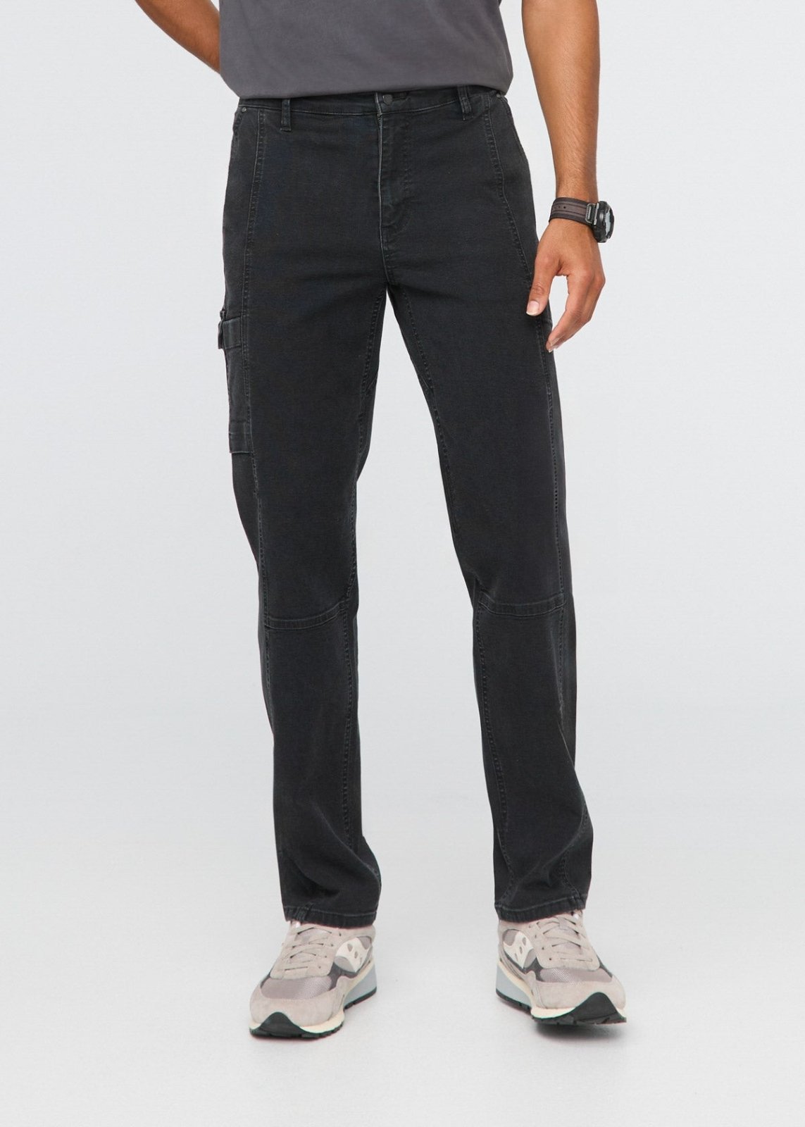 mens black 7 pocket stretch canvas pants front