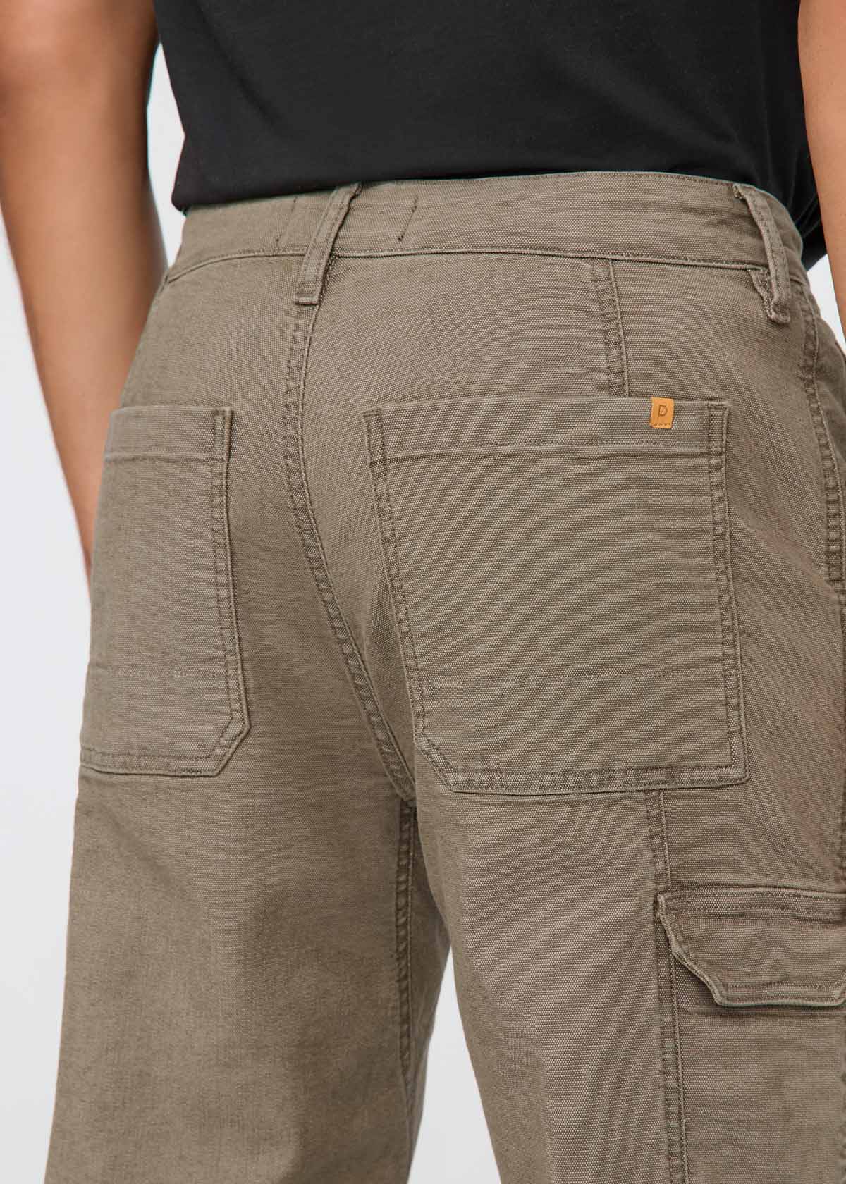 mens teak 7 pocket stretch canvas pants back pockets and waistband