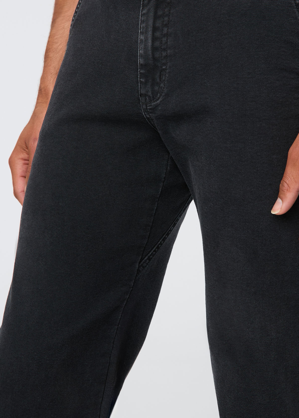 Men's Black Stretch Canvas Relaxed Straight Chino Gusset