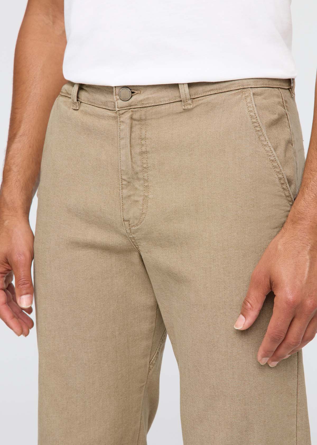 Men's Light Brown Stretch Canvas Relaxed Straight Chino Waist