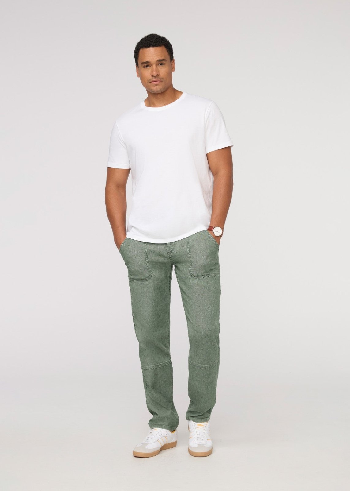 Men's Green Stretch Canvas Utility Pant Full Body