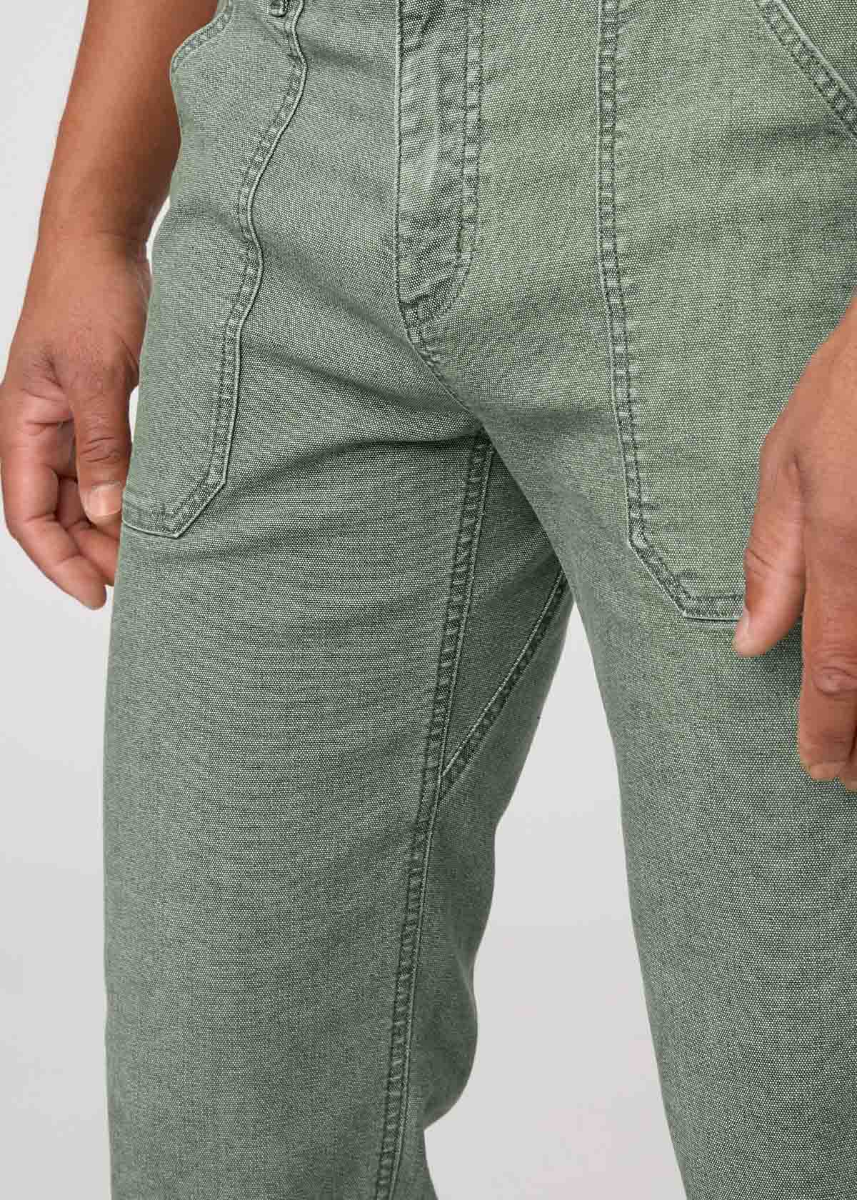 Men's Green Stretch Canvas Utility Pant Gusset