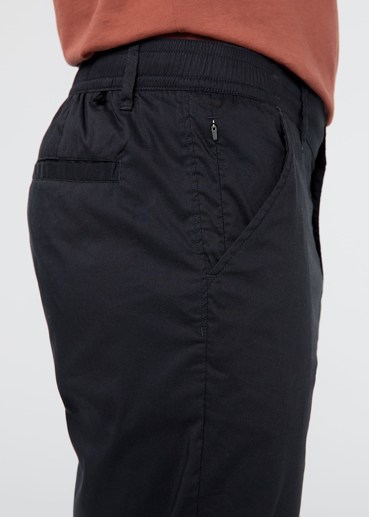 mens black lightweight summer travel pants side detail