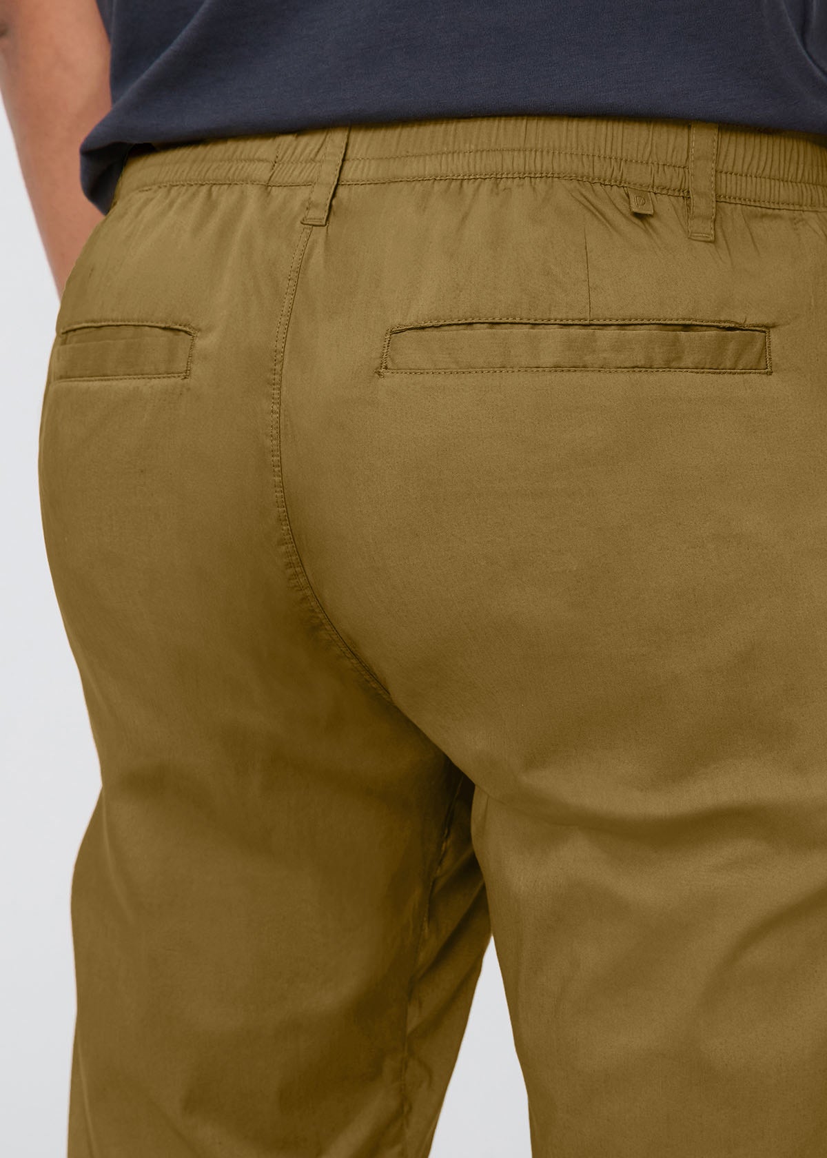 mens brown lightweight summer travel pants back waistband and pocket