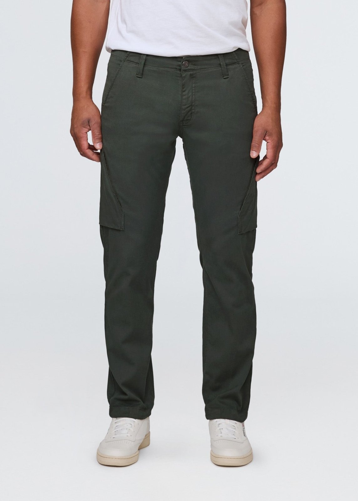 mens relaxed dark green water resistant cargo pant front