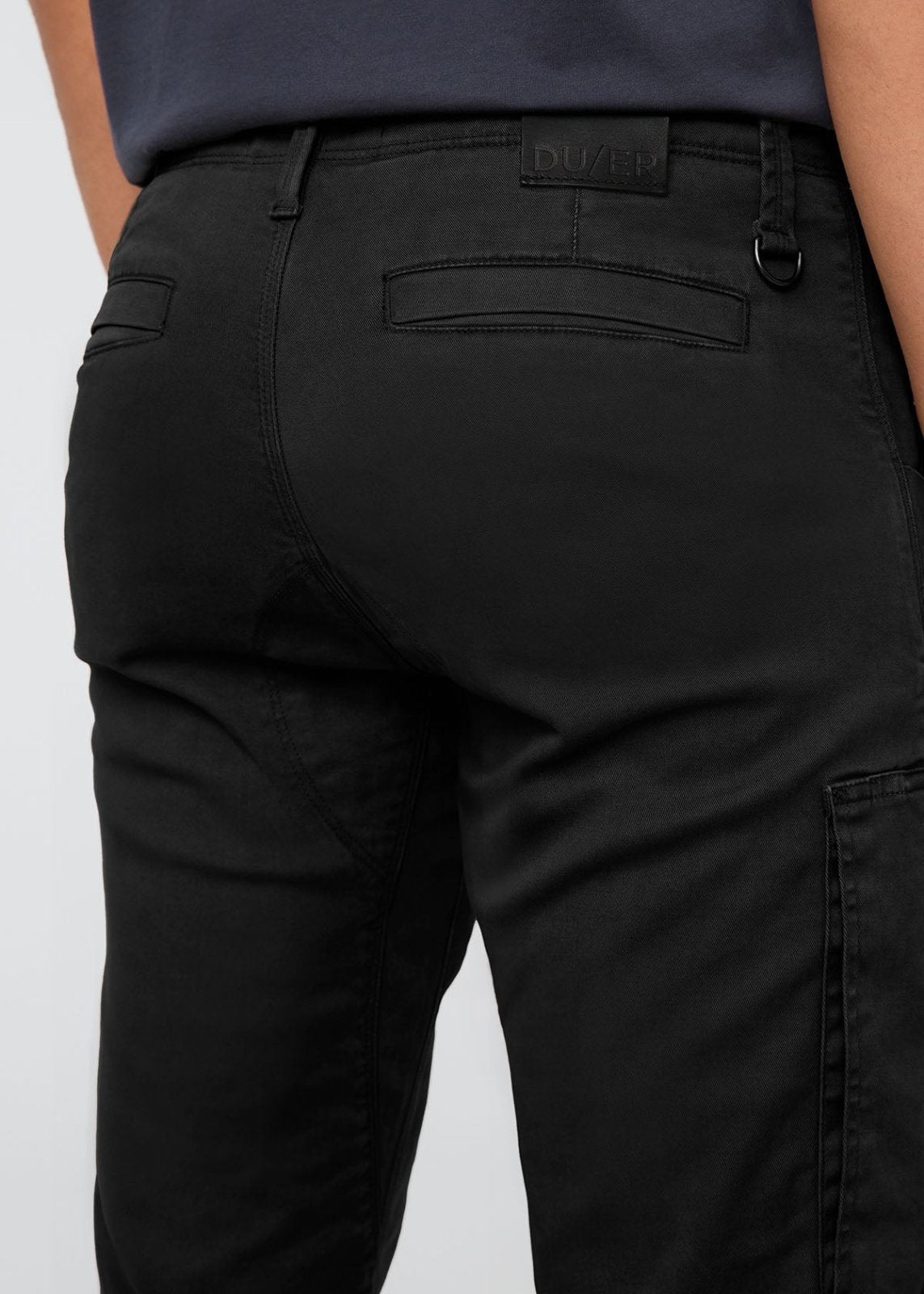 Men's Black Relaxed Water Resistant Cargo Pant Back Detail