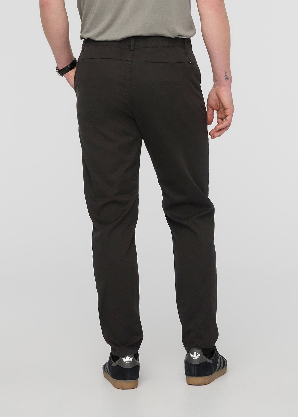 R-MEYER-115093160009 Men's Meyer Chino Trousers plain black 97% cotton 3%  elastan