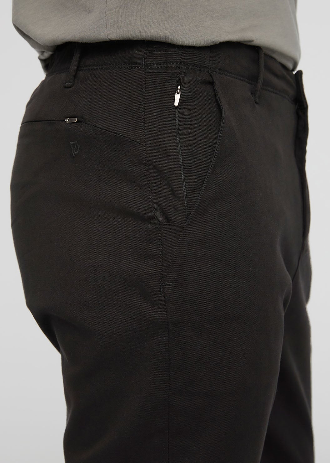 mens stretch black chino pants side zip pocket