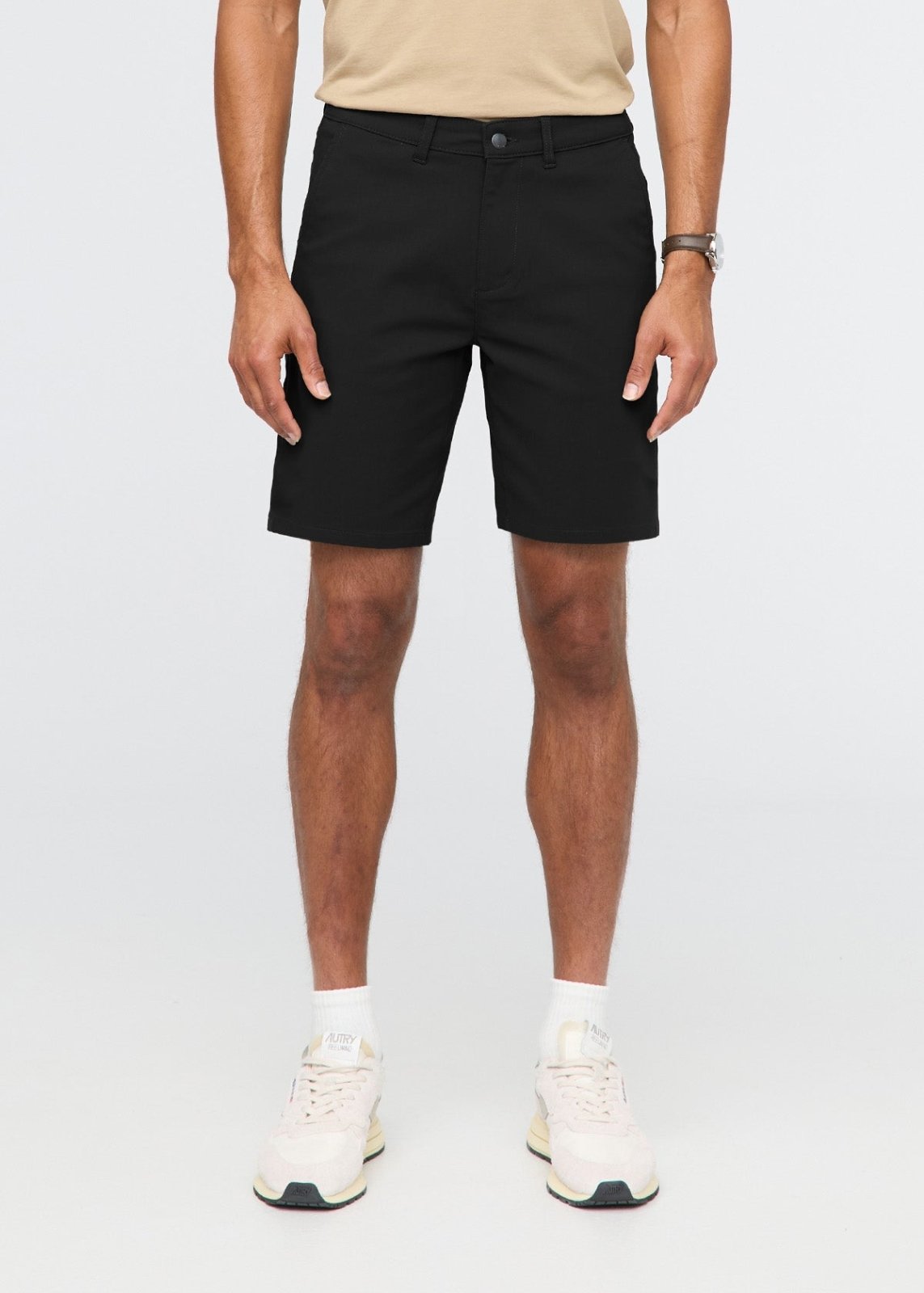 mens black nustretch golf short front