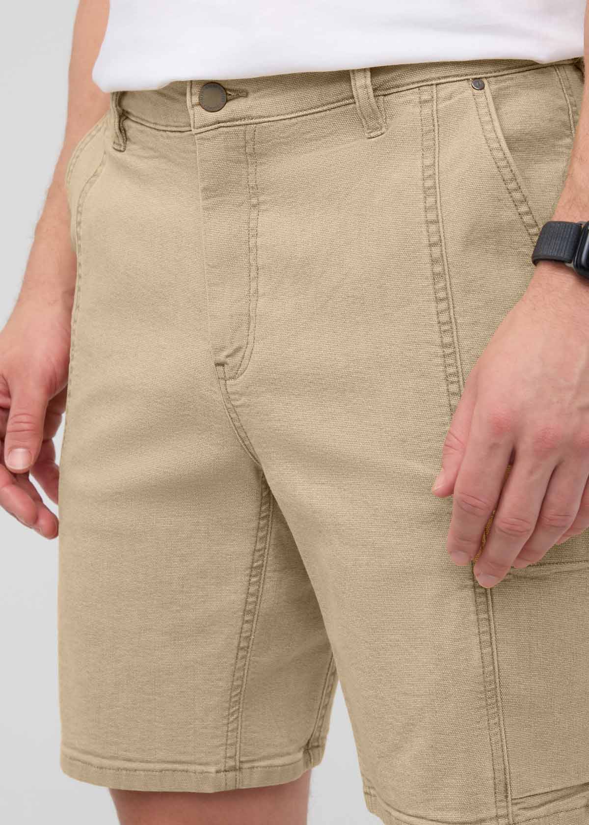 Men's Tan Stretch Canvas Cargo Shorts waist