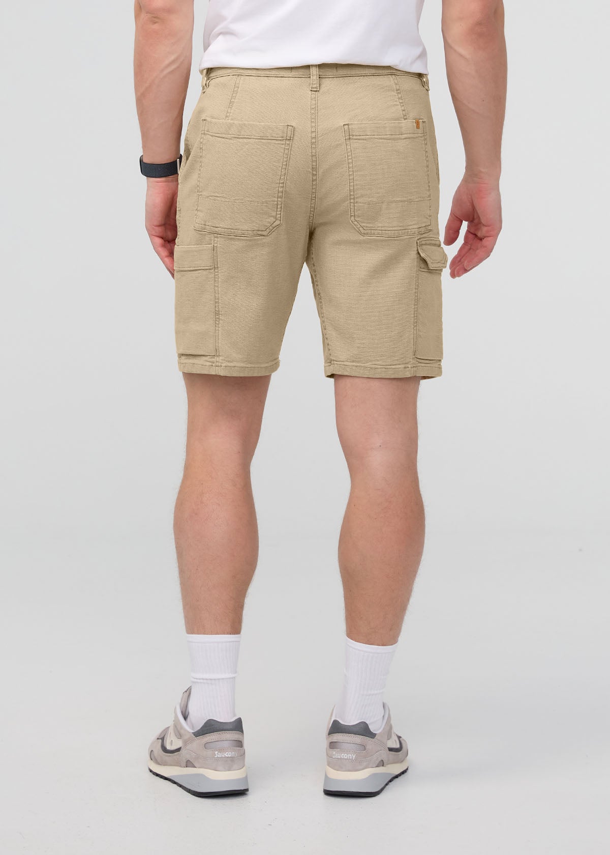 Men's Tan Stretch Canvas Cargo Shorts back