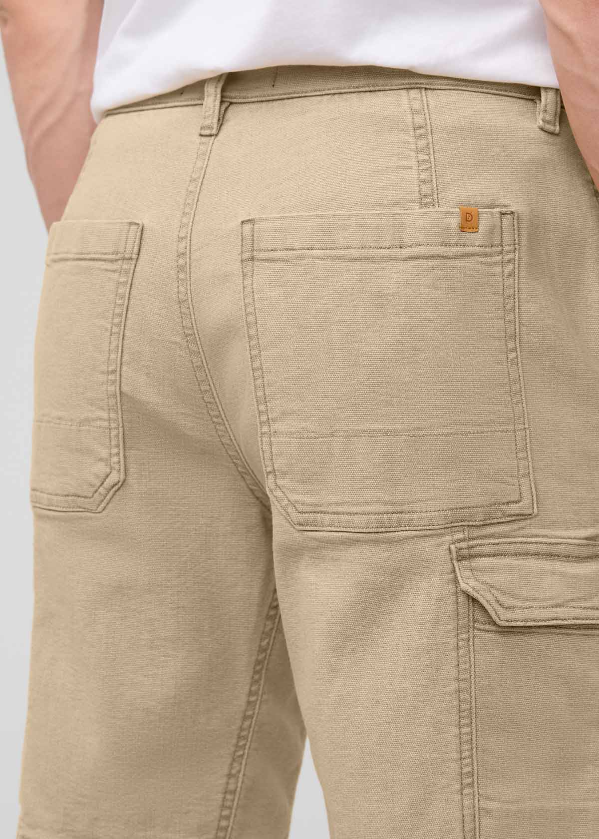 Men's Tan Stretch Canvas Cargo Shorts back pocket