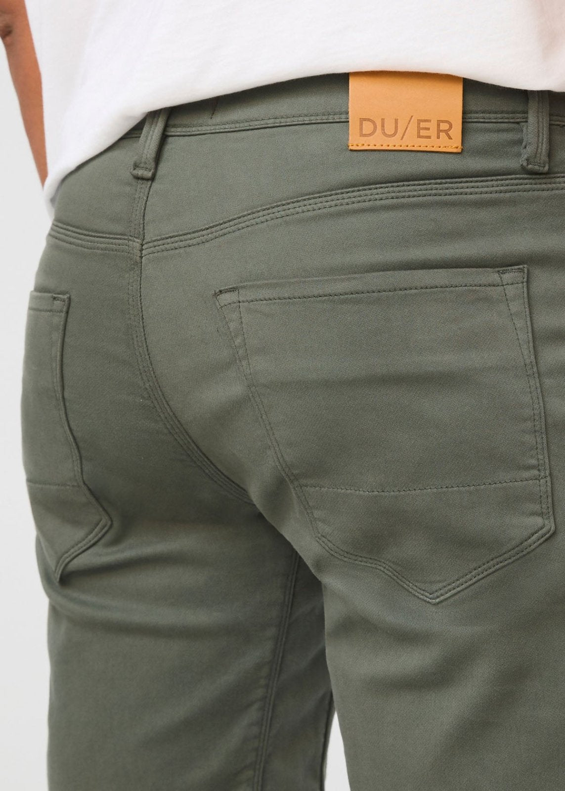 mens grey-green relaxed fit performance short back waistband detail
