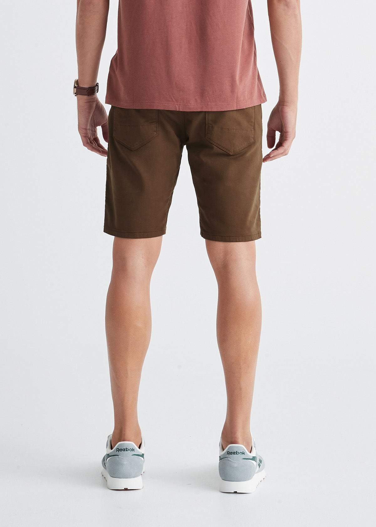 men's brown relaxed fit performance short back
