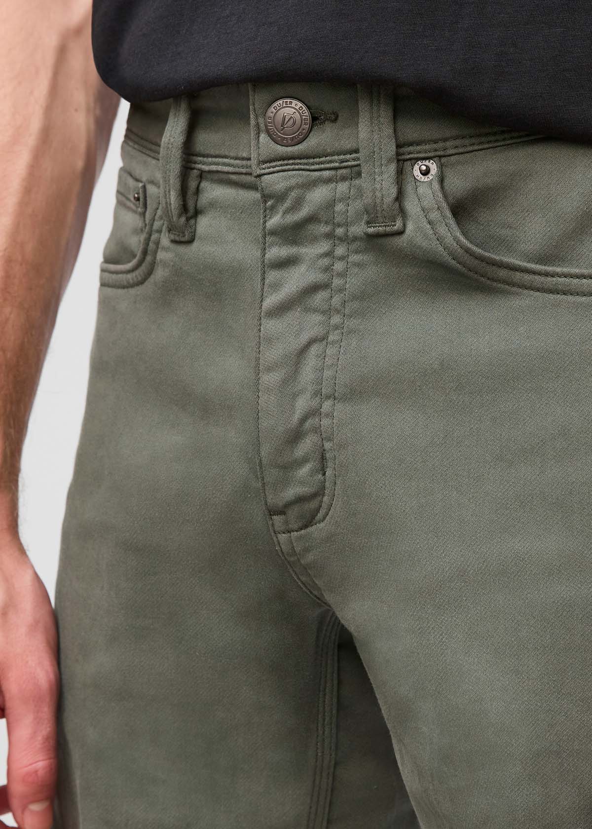 mens green slim fit performance short front waistband detail